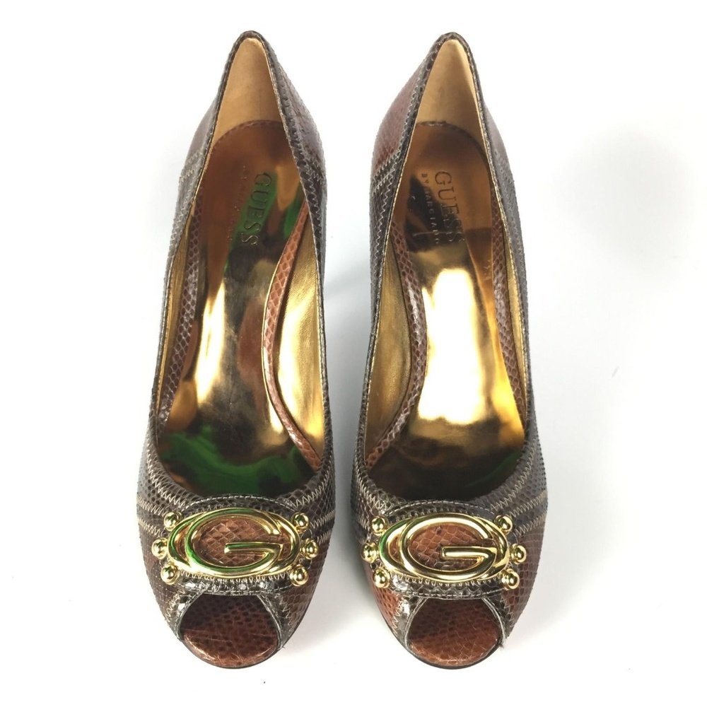 Guess by Marciano Brown Snake Skin High Heel Shoes